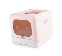 OEBUAFI Enclosed Cat Litter Box with Scoop Splash Proof Design for Cats and Kittens 40x44x39cm Durable PP Material (Pink)
