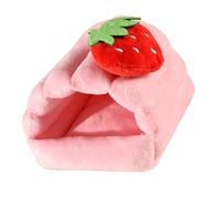 OEBUAFI Enclosed Warm Fleece Small Pet Bed Cozy House for Hamster Guinea Pig Squirrel (Pink Strawberry Bread)