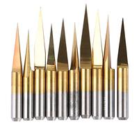 OEBUAFI Engraving CNC Cutter Bit Smooth Hard 10pcs for Woodworking Tool with 3.175mm Shank Diameter (3.175*10°*0.1)