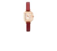 OEBUAFI Fashionable Female Analog Watch with Durable PU Strap for Everyday Wear, 7 Color Options, Stylish Design (Red)
