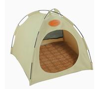 OEBUAFI Foldable Cat Tent House, Breathable Canvas Kitten Tent Bed Cat Beds for Indoor Cats with Soft Mat Dual Purpose Indoor Outdoor Rest Shelter for Small Pets (XL 58 * 58 * 48 CM)