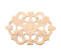OEBUAFI Furniture Applique, Unpainted Carved Rubber Wood Decorative Onlay with Classical Floral Pattern for Cabinet Door Wall Mirror (30 * 19CM)