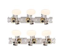 OEBUAFI Guitar Tuning Key Machine Heads Dual Holes Nickle Plated String Tuner Set,Sturdy A3 Steel Plate Tuning Pegs for Acoustic Folk Classical GuitarsSilver 6 Pcs for Guitarists