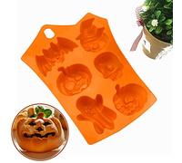 OEBUAFI Halloween Silicone Baking Molds Halloween Baking Molds Bakeware 2Pcs Set with Pumpkin Skeleton Ghost Shapes for Cakes Cupcookies Chocolate for Oven Microwave