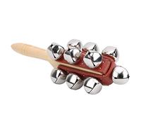 OEBUAFI Handheld Jingles Bell Wooden Musical Instrument for Kids - Long Service Life, Great for Party and Dance, Convenient and High Performance, Wood + PU Leather + Stainless Steel