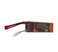 OEBUAFI High Discharge 7.4V 5000mAh 2S 100C RC Lipo Battery for QAV250, Durable Lithium Cobalt Oxides Material, T Shape Red Plug