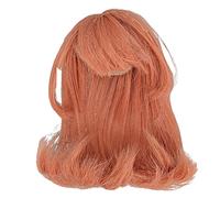 OEBUAFI High Temperature Silk Short Hair Doll Wig with Bangs, 1/6 Scale BJD Wig with Three Piece Mesh for 15.5 to 17cm Ball Jointed Dolls (Carrot Color)