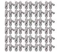 OEBUAFI Iron Hasp Hook 30PCS, 3.2x2.8cm Jewelry Box Lock with Screws Bronze Yellow Silver Replacement Hooks for Gift Box Cabinet Right Left Type (Silver Right Hook)