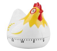 OEBUAFI Kitchen Chicken Pattern Timer, Made of PP, for Cooking Baking Washing, Cute Alarm Sound with Lovely Design, Measures 6.5 x 6.5cm, Black White (White)