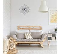 OEBUAFI Large Wall Clock with Arabic Numerals, Easy to Read Decorative Round Clock for Living Room Kitchen Dining Room, with Fade Resistant Aluminum Dial, Requires 1 AA Battery (round flower)