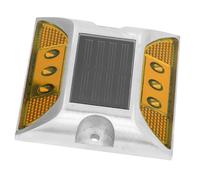 OEBUAFI LED Solar Power Road Stud Lights Green Ground Lamp for Driveway, 1000m Visible Distance, Blue Light (Yellow)