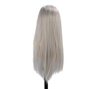 OEBUAFI Long Straight Wig Middle Part Chic Design Full Hair Wig for Cosplay and High Temperature Synthetic Fiber (Silver White)