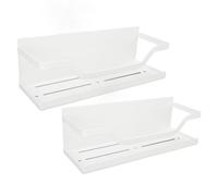 OEBUAFI Magnetic Rack Space Saving Organizer for Kitchen Jars Refrigerator Seasoning Bottles Hanging Shelf for Home Carbon Steel 2PCS (White)