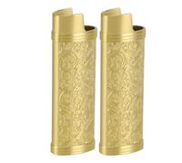 OEBUAFI Metal Lighter Case Cover Holder Sleeve with Vintage Botanical Pattern for BIC Mini Lighter J5 Protection (Gold)