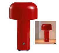 OEBUAFI Metal Mushroom Table Lamp Modern Art Night Light with 3 Color Changing LED Stepless Dimming for Bedroom Bedside Desk (Red)