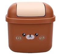 OEBUAFI Mini Desktop Trash Can with Flip Lid, Cute Bear Design for Small | PP Plastic, Leakproof Lid, 6.1-inch Tall, for Office Desk or Dorm Shelf