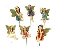 OEBUAFI Mini Fairies Figurines, Cute Clear Pattern Miniature Fairy Sculpture, with Charming Faces and Colors, for Fairy Garden Accessories and Outdoor Home Decor