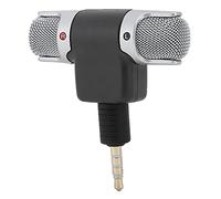 OEBUAFI Mini Stereo Wireless Microphone for Mobile Phone Tablet, Dual Channel Mini Microphone for Easy Recording Set-ups, ABS Black, 3.5mm Plug In Power for Meeting (4 poles)