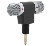 OEBUAFI Mini Stereo Wireless Microphone for Mobile Phone Tablet, Dual Channel Mini Microphone for Easy Recording Set-ups, ABS Black, 3.5mm Plug In Power for Meeting (3 poles)