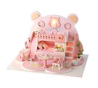 OEBUAFI Miniature Wooden Dollhouse DIY Model with LED Lights Great Kids