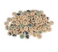 OEBUAFI Mixed Wooden Buttons, 100 Pcs Printed Synthetic Wood Sewing Buttons with Cute Patterns for Clothing Bags DIY Crafts Christmas Decorations (3#)