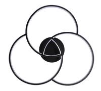 OEBUAFI Modern Ceiling Light Fixture Remote Control Dimmable for Bedroom Living Room Kitchen 21.7in 3 Loops Design (Black)