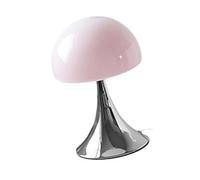 OEBUAFI Mushroom Shape Glass Iron Table Lamp with USB Button Switch, Warm Light Nightstand Lamp for Bedroom Living Room Decor (Pink)