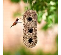 OEBUAFI Natural Hand Woven Houses Durable Bird Hut for Window Home Garden, Rustic Hanging Bird Hut for Nature Lovers, 1 X House (A)