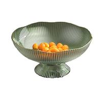 OEBUAFI Plastic Draining Fruit Plate with Detachable Base Crystal Clear Candy Tray for Living Room Coffee Table (Green)