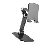 OEBUAFI Portable Cell Phone Holder with Adjustable Height and Foldable Design for Study and Home Office, Lightweight ABS Material, 1 Unit (Black)