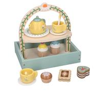 OEBUAFI Pretends Tea Party Set for Little Girls , Wood Plastic High Simulation Afternoon Tea Toy with Double Shelf Design, for Kids Parent Child Interactive Game