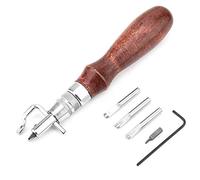 OEBUAFI Professional 5 in 1 Multifunctional Leather Craft Tool, Stitching Groover Set Leather Groover Tool for Punching Grooving Edge Trimming on Belts