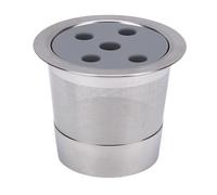 OEBUAFI Refillable Coffee Capsule Kit with Spoon and Brush for Machines, Stainless Steel Reusable Coffee Pod Filter for a Rich Brew Experience (5 Hole)