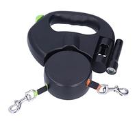 OEBUAFI Retractable Pet Leash with Reflective Nylon Straps, Lock Button, 360° Rotation, 9.8ft Telescopic Double Dog Leash with Light for Pet Walking, Suitable for Pets Within 33lb