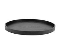 OEBUAFI Round Wood Serving Tray, 37.5cm Solid Wood Tea Tray Coffee Trays with Raised Edges for Serving Food Drinks in Home Restaurant (Black)