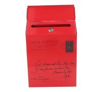 OEBUAFI Rustic Style Iron Mailbox, Wall Mounted Lockable Letter Box with Key for Home and Office, Durable Weatherproof Design, Spacious Mail Drop Box (Small Letters in Red)