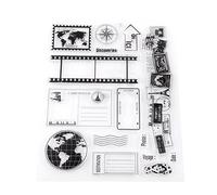 OEBUAFI Silicone Clear Stamps, Soft Textured Rubber Seal Stamps for Kids with Earth Map Patterns, 18 X 14cm for Scrapbook Cards Albums Home Decor