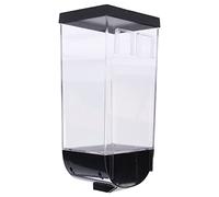 OEBUAFI Square Dry Food Dispenser, Wall Mounted Large Capacity Transparent Grain Storage Container with Button Control, for Kitchen Rice Seeds Laundry Beads (1.5L)