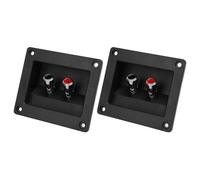 OEBUAFI Square Speaker Binding Post Plate with Silver Plated Push Spring Loaded Terminal Cup, 2 Pack for Car Audio Subwoofer Box DIY Speaker Cabinet Connector