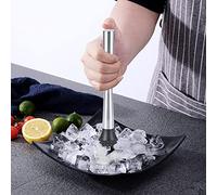 OEBUAFI Stainless Steel Ice Crusher Bar Tool, Shaped Hammer Head for Crushing Ice Cubes, with Ergonomic Handle for Kitchen Bar Restaurant Use (Thick Waist 18.5cm All Steel)