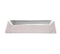 OEBUAFI Stainless Steel Serving Platter, Dinner Plate, Rectangular Party Platter for Camping BBQ Buffet 4.7x12.6in Silver Hammered, Dishwasher Safe, Stackable, Rustproof