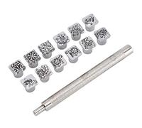 OEBUAFI Stamping Punch Tool,Zinc Alloy Set Leather Craft Printing Kit with Handle for DIY Design Pattern Making Embossing Work