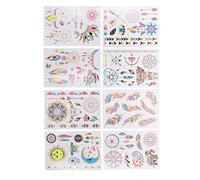 OEBUAFI Temporary Neon Tattoo Stickers Eye-Catching Glow-in-the-Dark for Halloween Parties 8 Pcs