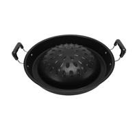 OEBUAFI Thai BBQ Grill Pan, Aluminum Hot Pot and Grill Combo with Super Thick Structure for Even Heat Distribution Dual Function Cookware (35cm/13.78in Black)