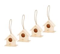 OEBUAFI Wood Bird House, Natural Nesting Box for Small Birds Outdoor | Hanging Birdhouse with Unique Shape, Durable Wooden Cage for Garden Decor, Indoor Shelter and Painting