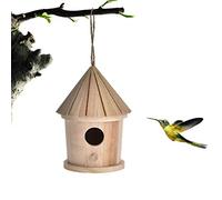 OEBUAFI Wooden Bird Den, Wild Wooden Cage for Outdoor Decoration, Provides Sheltered Resting Place for Birds, Size 14x10cm (Assorted Color)
