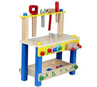 OEBUAFI Wooden Tool Workbench Set for Toddlers with Simulation Tools Educational Toy for Logical Thinking and Problem Solving Play