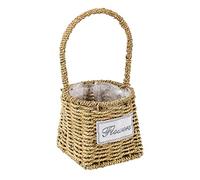 OEBUAFI Woven Basket Rattan Storage Organizer with Handles for Home Decor Picnic Flower Planting Clothing Accessories Beauty Products 22x18cm Khaki (240.03)