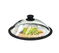 OEC Vented Splatter Guard Microwave Glass Cover with Easy-Grip Handle - 100% Food Grade Tempered Glass & BPA Free Silicone Rim. Compatible with Plates, Bowls and Meal Prep Containers, Dishwasher Safe