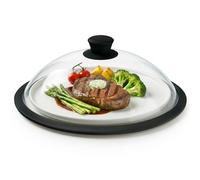 OEC Vented Splatter Guard Microwave Glass Cover with easy grip handle - 100% Food Grade Tempered Glass & BPA Free Silicone rim. Compatible with Plates, Bowls and Meal Prep Containers, Dishwasher Safe